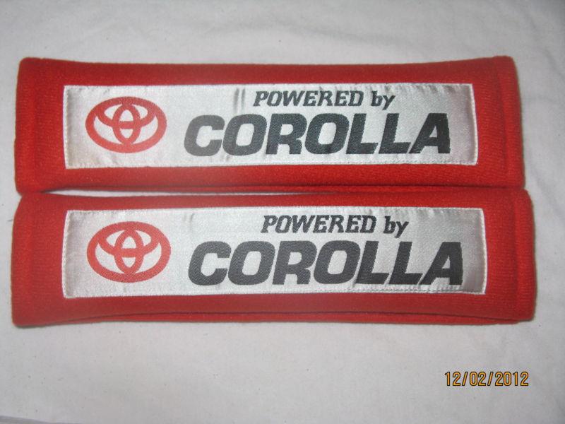 Corolla  racing  red  seat  belts  shoulder  pads .new  pair  in package