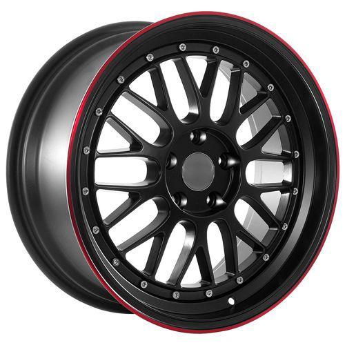 18" inch matte black red stripe audi wheels rims fit a4 a6 a8 rs4 rs6