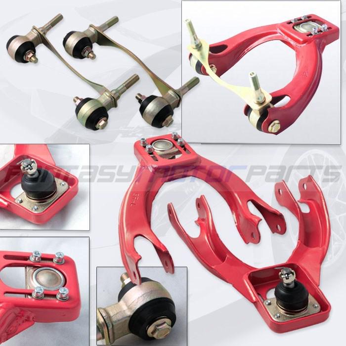 Civic integra red front upper camber control arm kit w/ bushing kit suspension