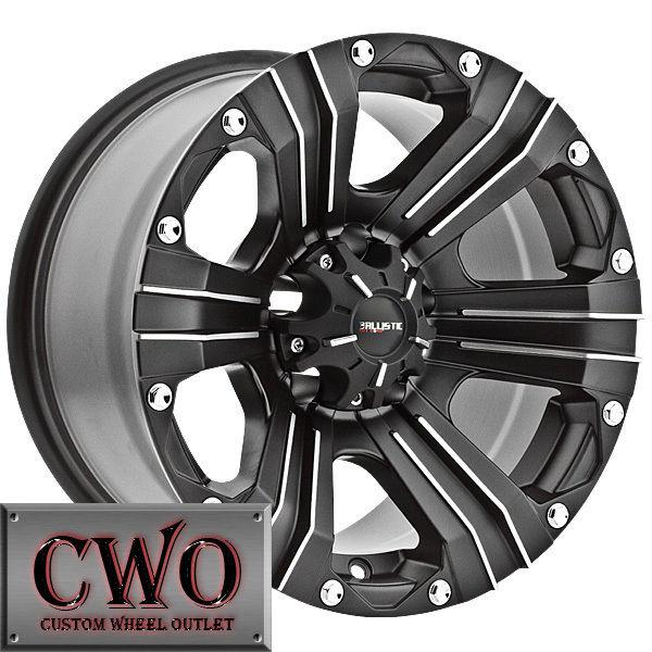 20 black ballistic outlaw wheels rims 8x180 8 lug gmc chevy 2500 2500hd new