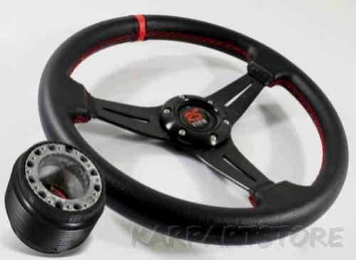92-97 mazda mx6 usa red stitched leather drift racing steering wheel+hub adapter