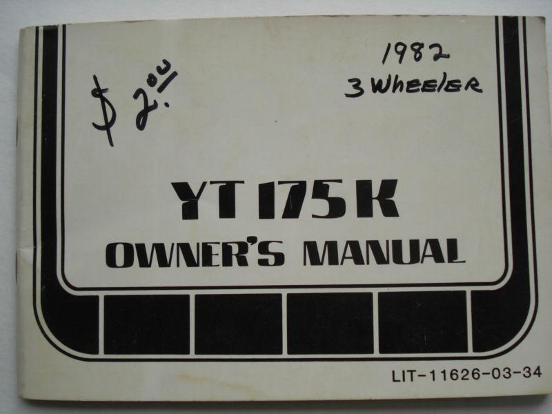 1982 yamaha 3 wheeler   yt 175 k owner`s manual, new 