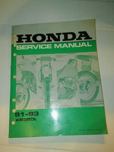 Honda motorcycle '91-'93 xr250l service manual  
