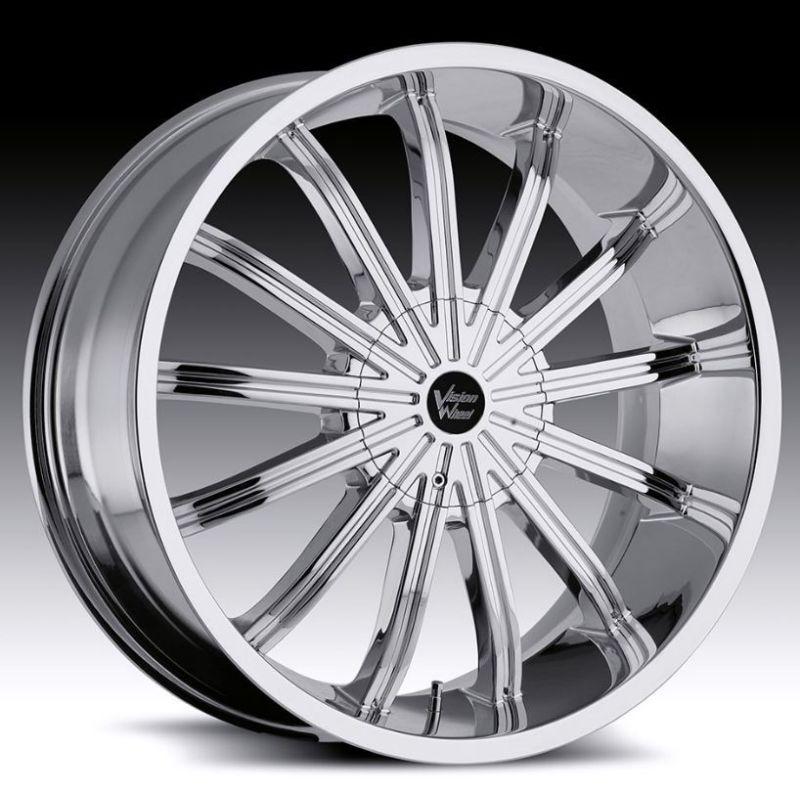 24" x 9.5" vision 456 xtacy 5x4.75 bmw acura gmc chrome wheels rims free lugs!