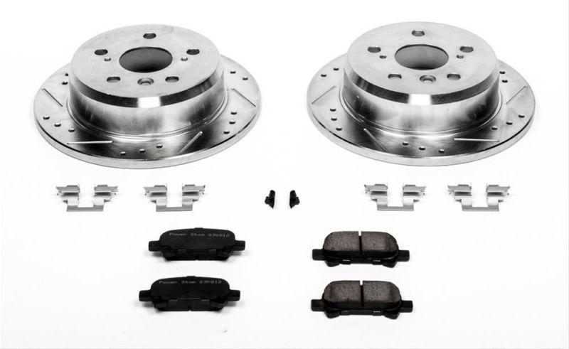 Power stop brake rotors/pads cross-drilled/slotted rear toyota kit k2417