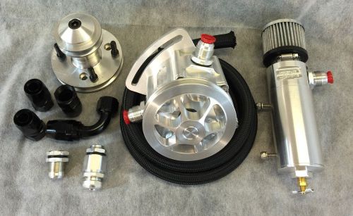 Pro racing bb chevy vacuum pump 3 vane rebuilt  aerospace  black hose kit