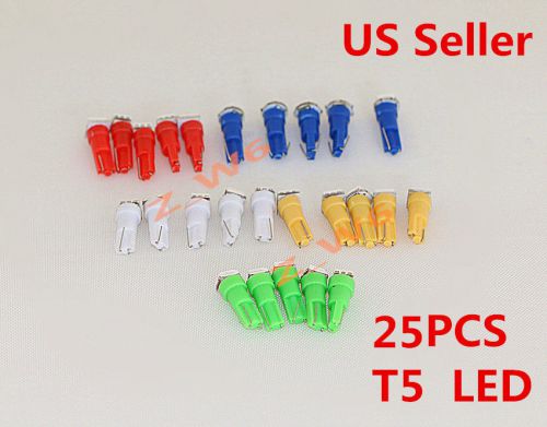 T5 1smd yellow blue red white instrument panel cluster dash led wedge bulb light