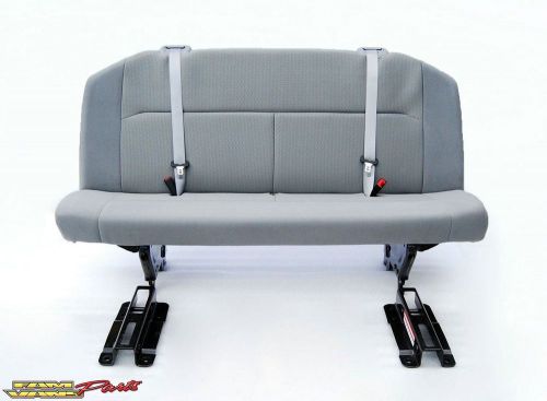 Ford econoline van oem 4 person bench seat grey vinyl  2 legs 2 bases 2 buckles