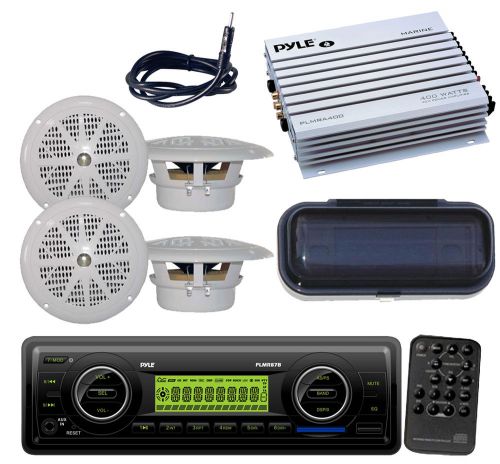 New marine mp3 usb weatherband radio+ cover 4 speakers,400w amplifier &amp; antenna