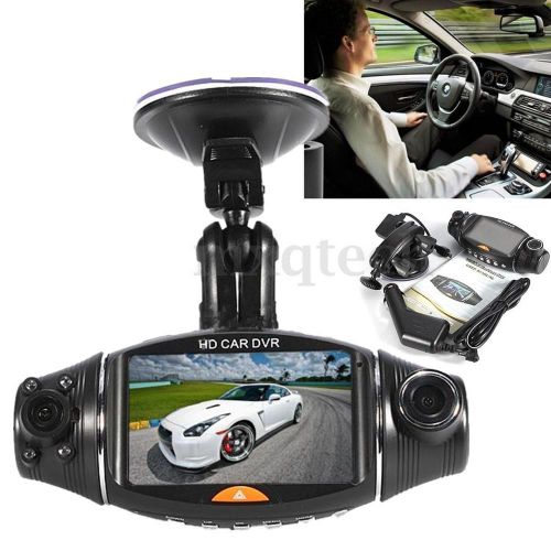 Dual cam lens hd g-sensor car dvr dash backup video recorder camera gps charger