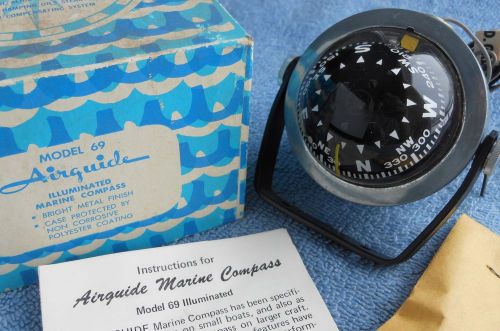 Vintage airguide model 69 marine compass w/box nos