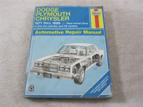 Haynes repair manual 30050 (2098) dodge plymouth chrysler 1971 thru 1989