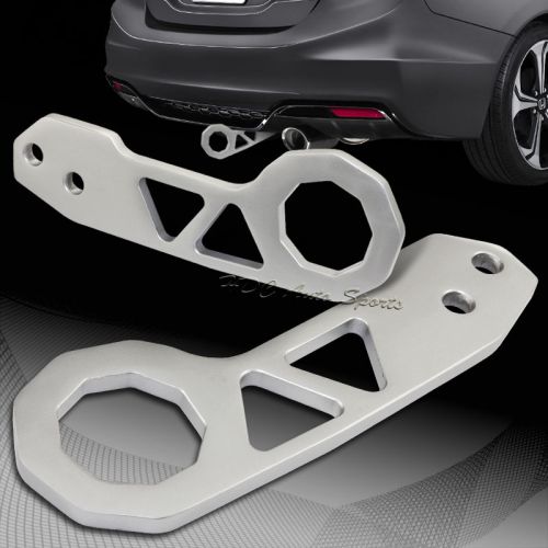 2&#034; jdm silver rear anodized billet aluminum racing towing hook kit universal 1