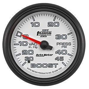 Auto meter 7808 phantom ii series gauge 2-5/8&#034; boost/vacuum mechanical