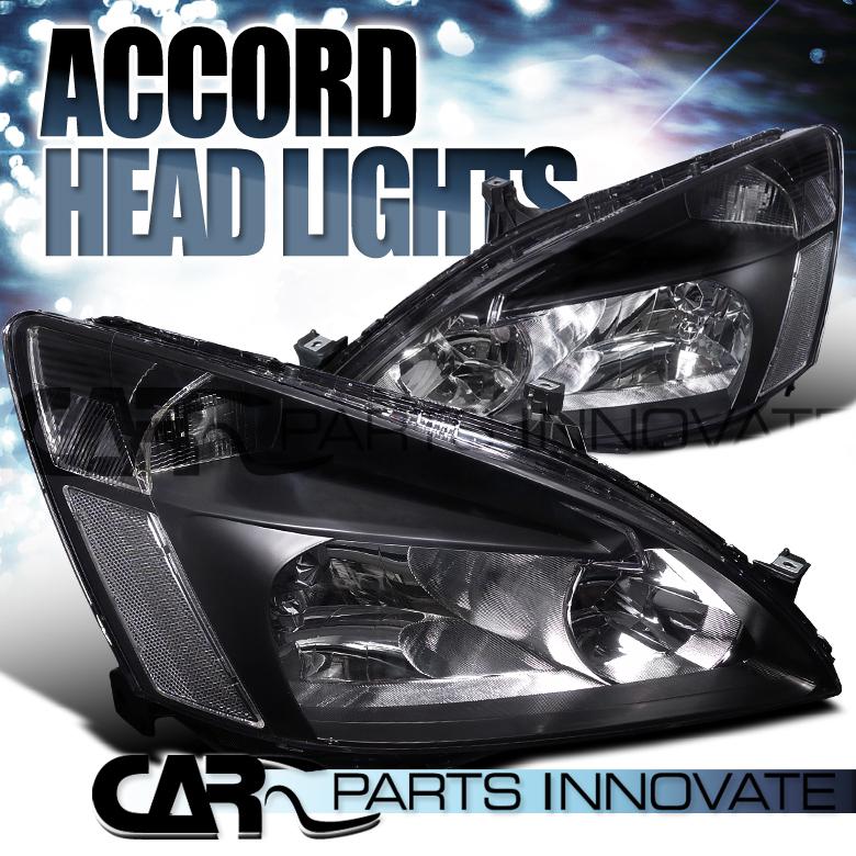 Honda 03-07 accord jdm black head lights w/ clear reflector