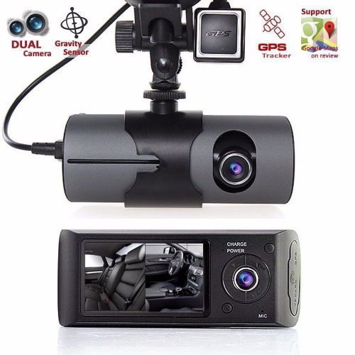 2.7&#034; vehicle car dvr camera video recorder dash cam g-sensor gps dual len camera