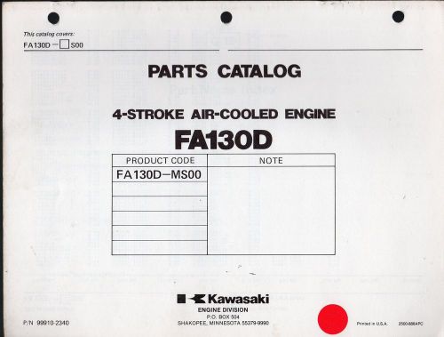 Kawasaki fa130d  4 stroke air cooled engine parts manual p/n 99910-2340
