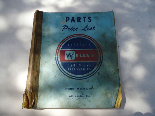 1962-1963 willys approved parts and accesories parts list manual catalog ,ww2,