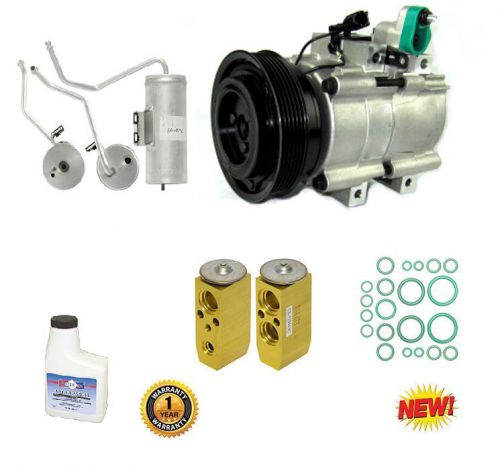 New a/c compressor w drier,orings,exp valve, oil fits:05-03  sonata &amp; optima 2.7