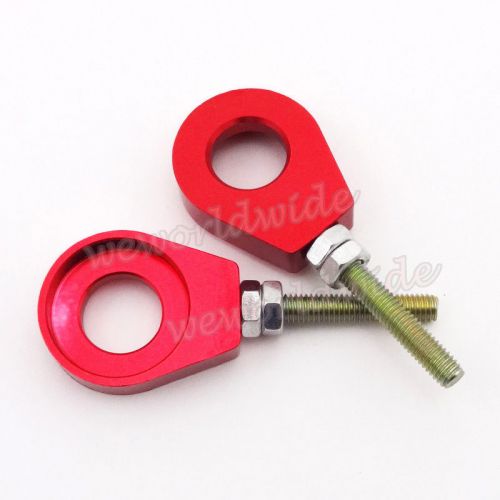 Red 15mm aluminum axle chain tensioner adjuster for pit dirt bike motorcycle