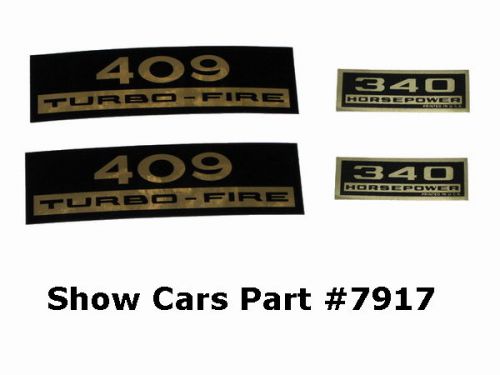 Valve cover decals kit 65,64,63,62,61,60,chevy chevrolet impala belair 409 340hp