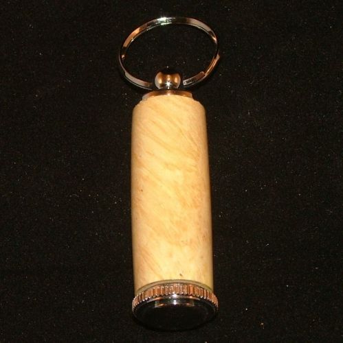 Box elder burl pill or toothpick keychain in chrome or 10k gold plating