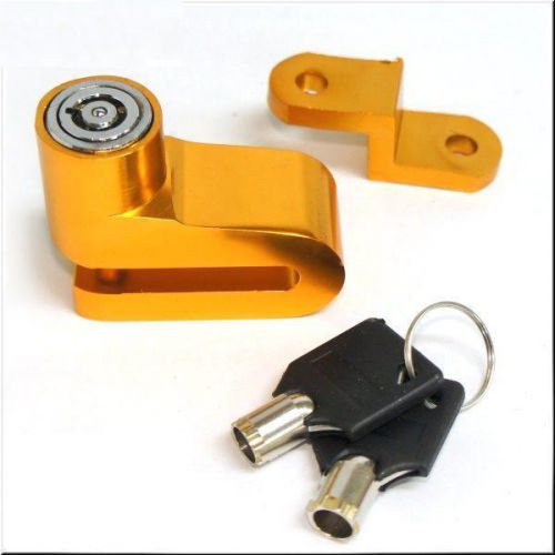 Motorcycle disc brake &amp; wheel lock aluminum alloy gold two keys