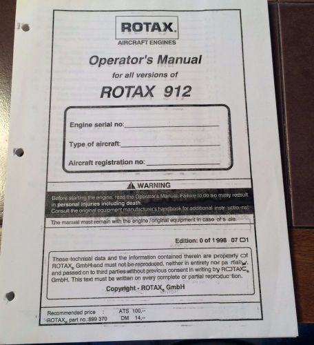 Rotax 912 operator&#039;s manual