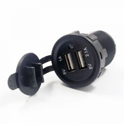Waterproof dual usb port charger socket outlet 12v to 5v 2.1a/1a panel motor car