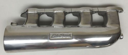 New edelbrock marine exhaust manifold polished aluminum chevrolet nos one