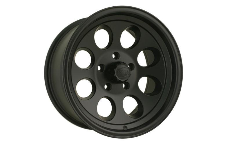 17x9 ion alloy 171 5,6,8 lug 4 new matte black wheels rims free caps lugs stems