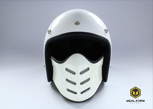 Vulcan motorcycle dust filter face mask , shield open face helmet - white