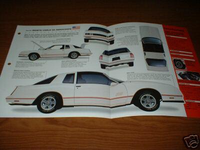 ★★1987 chevy monte carlo ss aero coupe original imp brochure info 87 88 86 85★★