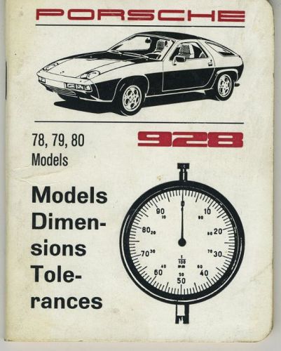 Porsche 928 models dimensions tolerances manual 1978 1979 1980