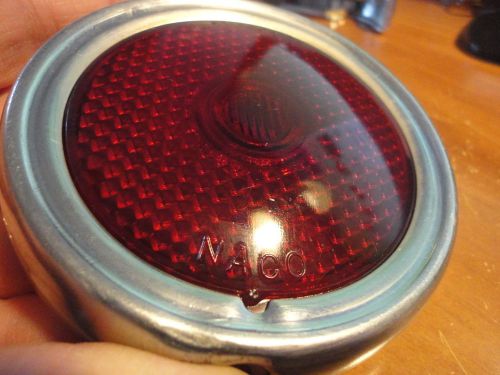 Vintage 1940&#039;s willy&#039;s jeester tail light lens bezel with red glass naco lens