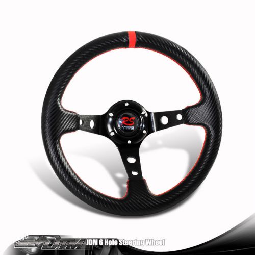Deep dish 320mm carbon fiber look pvc leather racing steering wheel for lexus