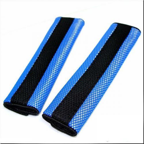 Car seat belt cover shoulder pads black blue x 2 pieces