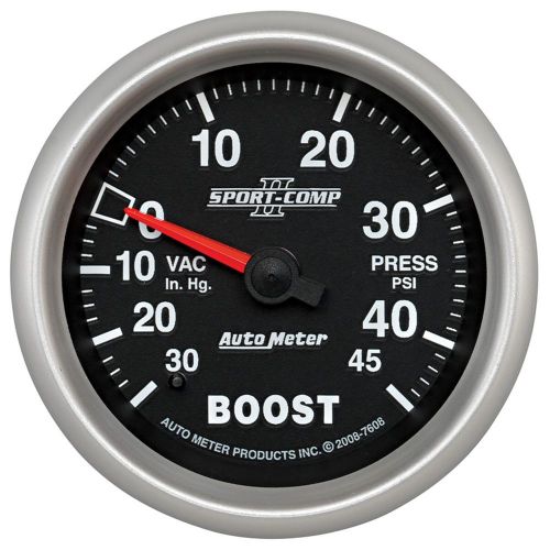 Auto meter 7608 boost / turbo 30 inhg / 45 psi - sport comp ii