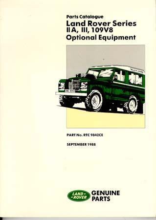 Land rover series iia, iii, 109 v8 optional  equipment parts catalog 2 2a