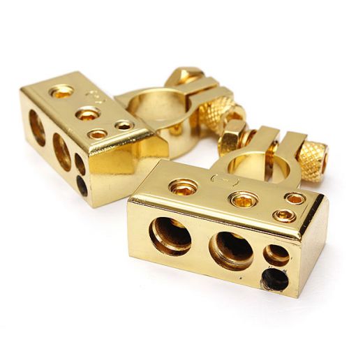 Car auto positive negative battery terminal platinum-gold 2 pcs