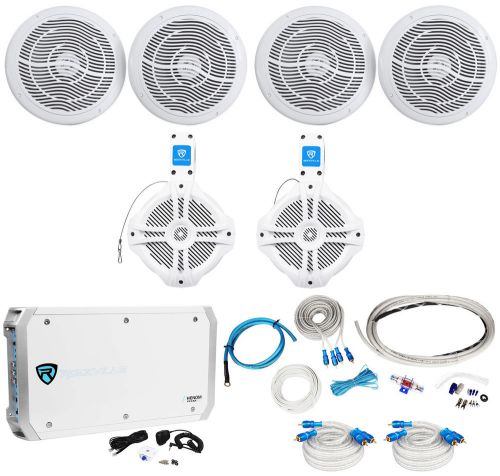 (4) rockville rmc80w 8&#034; 1600w marine boat speakers+(2) wakeboards+amp+wire kit