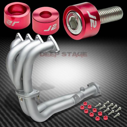 J2 for 92-93 da/db ceramic exhaust manifold header+red washer cup bolts