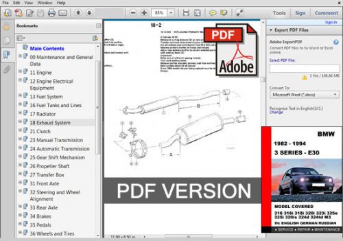 Bmw e30 3 series 1982 - 1994 factory service repair workshop maintenance manual