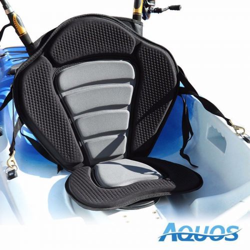 New deluxe adjustable padded kayak seat + detachable back bag fishing rod holder