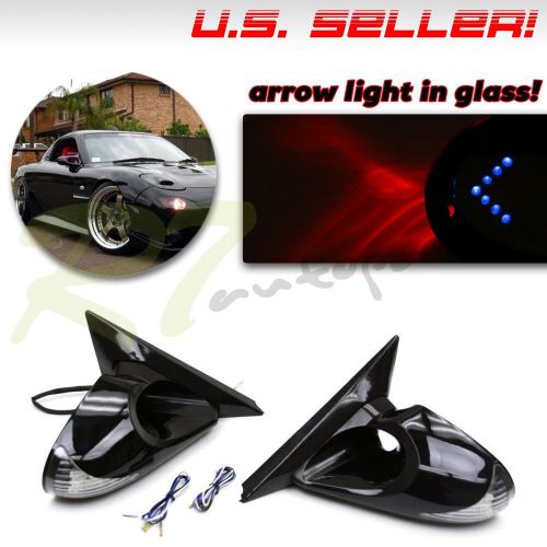 Fit 93-01 ford ranger k6 side wing power mirrors red/blue led signal+blue arrow
