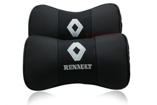 Pair of leather headrest cushion car seat pillows neck personalized for renault
