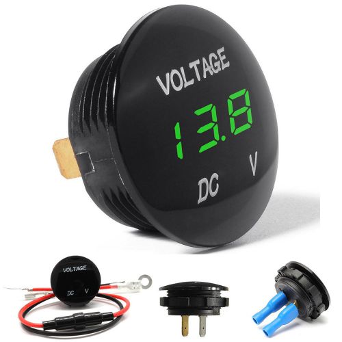 12v universal car suv round green led digital display voltmeter meter waterproof