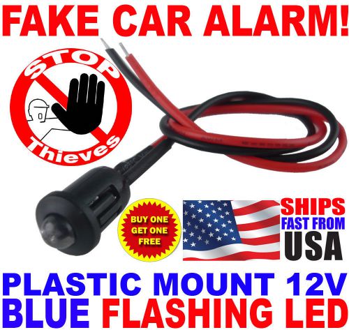 12v blue flashing dummy fake car alarm dash mount led light fast free ship! pm