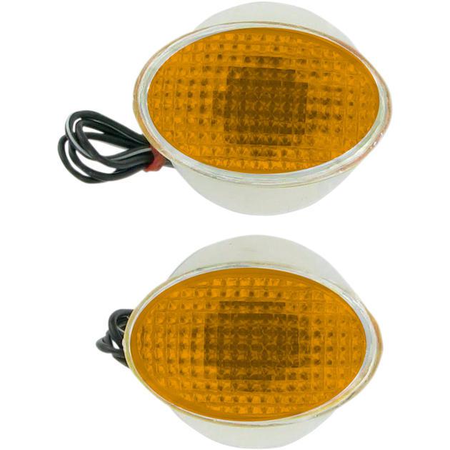 K&s flat oval flush mount small marker light set single filament amber