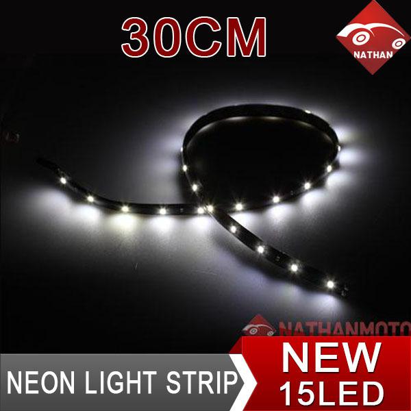  white 30cm 15 led flexible waterproof neon strip light lamp bulb car auto new